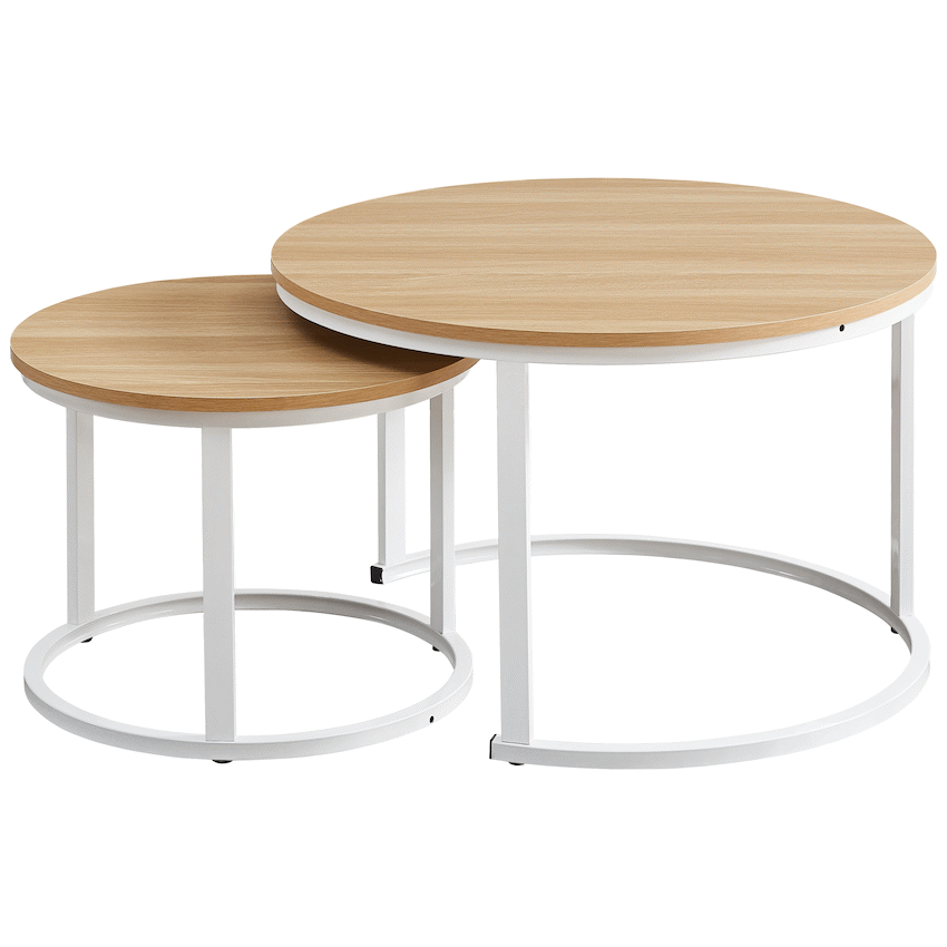 Indus Nesting Coffee Table Oak With White Frame - Guards On Duty Shop & Security Guards