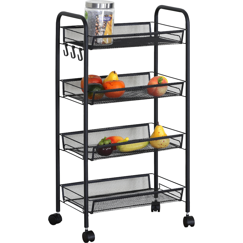 Everfurn Bram Kitchen Trolley with Casters - Black - Guards On Duty Shop & Security Guards