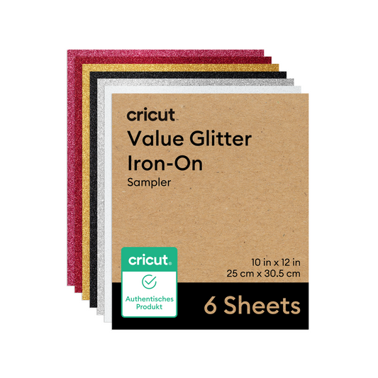 2012074 - Cricut Value Glitter Iron-On; Party Sampler - 25.4 cm x 30.5 cm (6 pack)