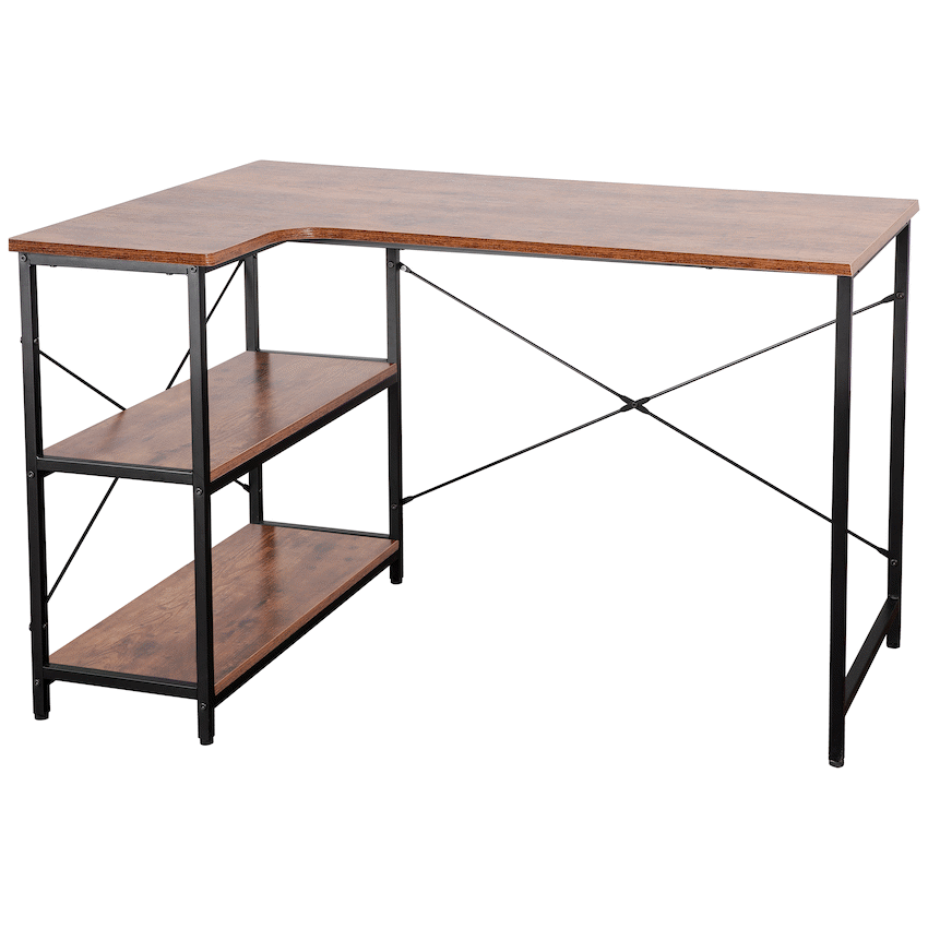 Everfurn Anthony L-Shaped Corner Work Desk - Steel Frame - Guards On Duty Shop & Security Guards
