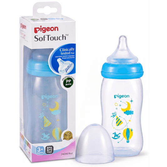 Pigeon Peristaltic Plus PP Bottle 240ml (M Hole) - Blue