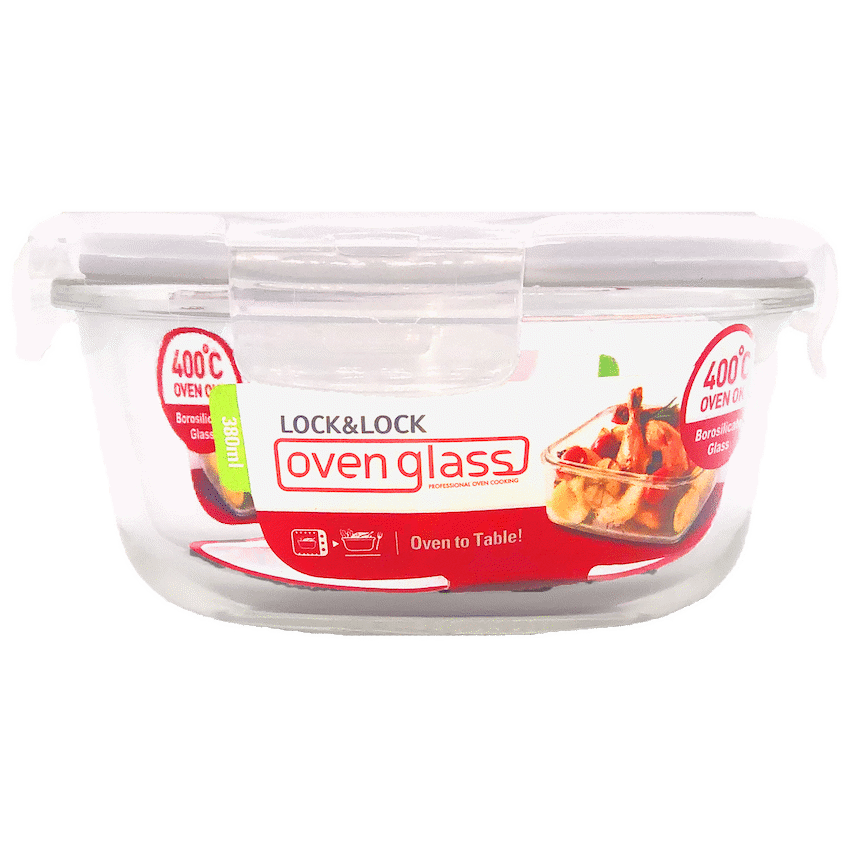 LocknLock Euro Glass container rnd 380ml ( Order in Qty of 6)