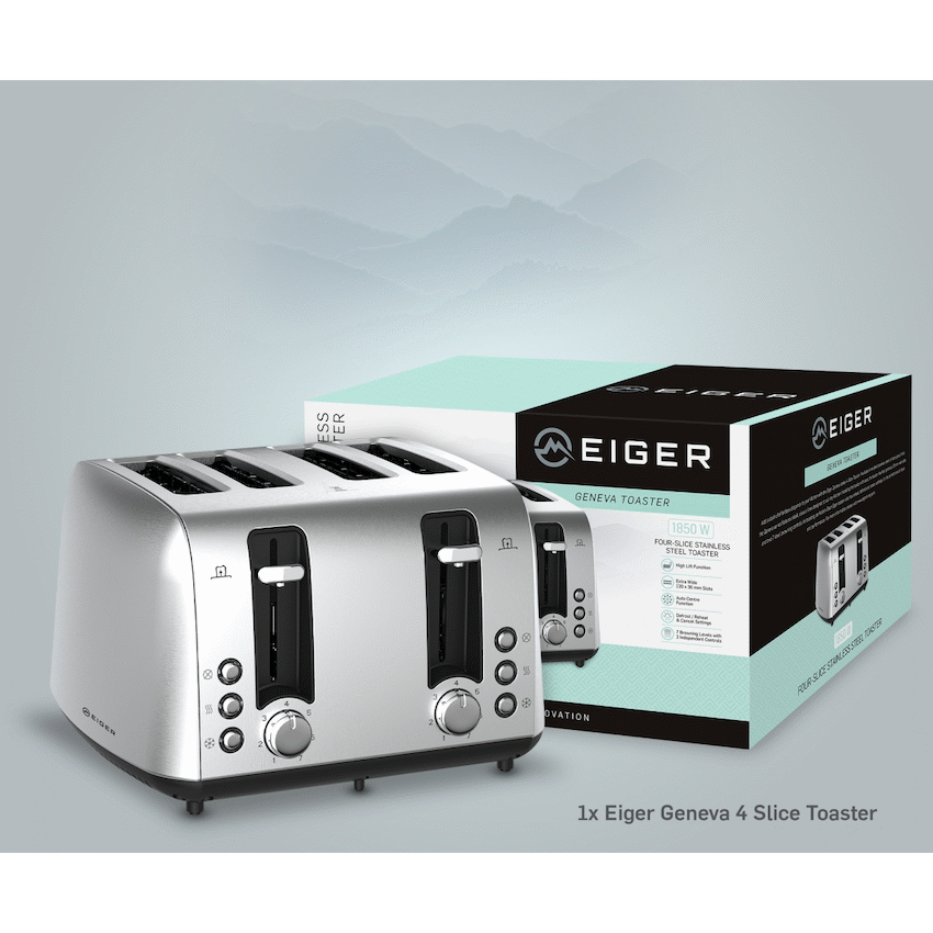 EIGER GENEVA 4 SLICE STAINLESS STEEL TOASTER - SS - Guards On Duty Shop & Security Guards