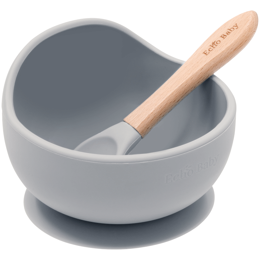 Echo Baby Silicone Suction Bowl and Spoon Set - Stone - Guards On Duty Shop & Security Guards
