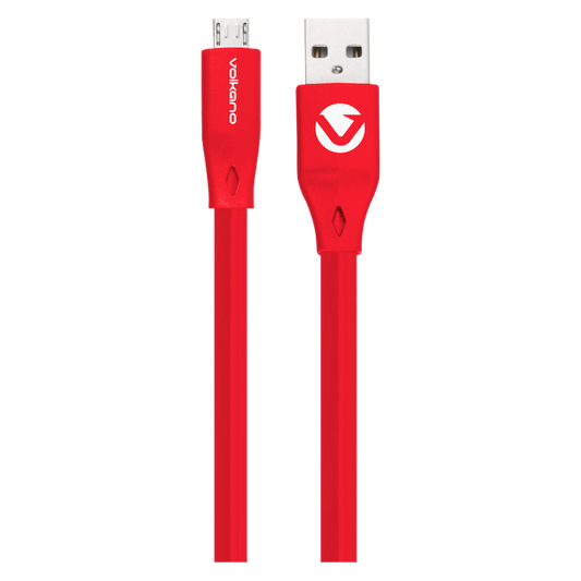 Volkano Slim Series Flat PVC Micro-USB Cable 1.2m - Red
