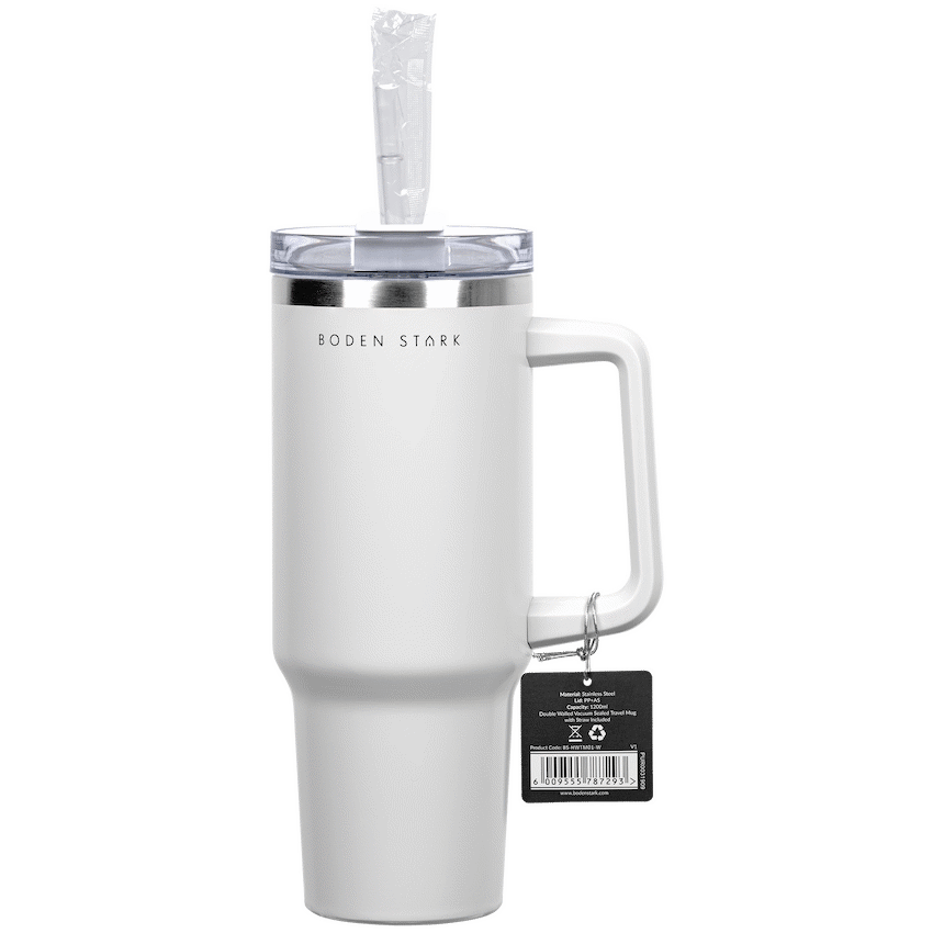 Boden Stark 1200ml Travel Mug - White - Guards On Duty Shop & Security Guards
