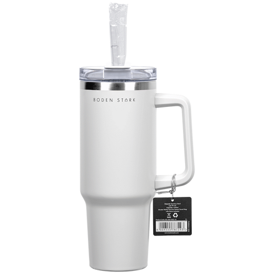 Boden Stark 1200ml Travel Mug - White - Guards On Duty Shop & Security Guards