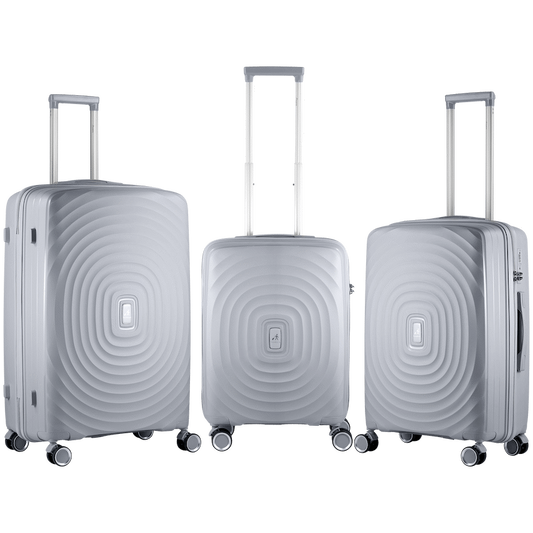 Travelwize Ripple PP 4-Wheel Spinner 3 Pc Luggage Set - Platinum