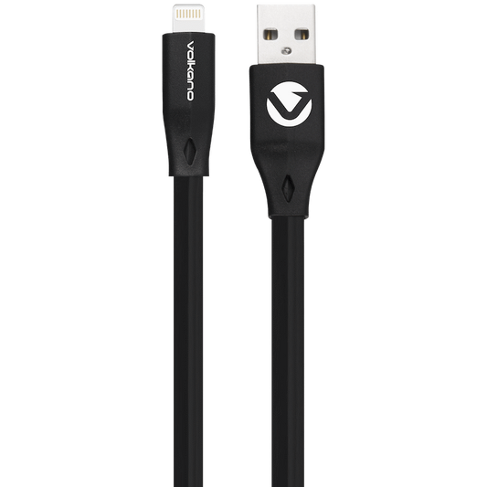 Volkano Slim Series Flat PVC Lightning Cable 1.2m - Black