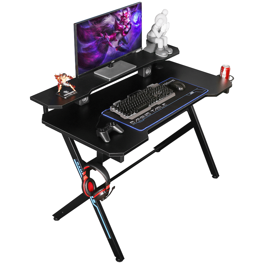 VX Gaming Donahue Gaming Desk - Black with Headphone Hook - Guards On Duty Shop & Security Guards