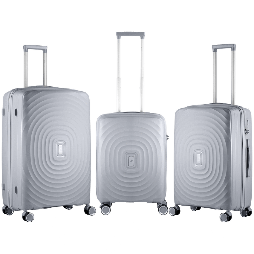 Travelwize Ripple PP 4-Wheel Spinner 3 Pc Luggage Set - Platinum