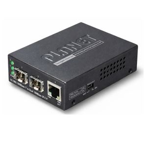 Planet 10/100/1000Base-T to Dual 1000Base-X SFP Media Converter - Networking