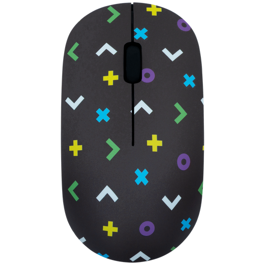 Tag Series 2.4G Wireless Optical Mouse with Nano USB and Type-C Receiver - Black Geo