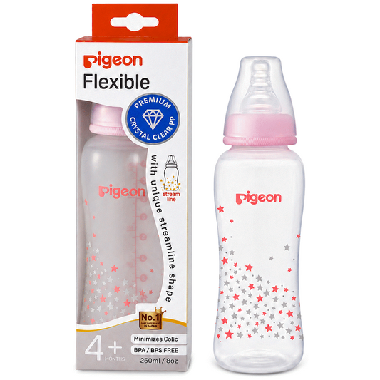 PIGEON FLEXIBLE BOTTLE STREAMLINE PINK STAR 250ML