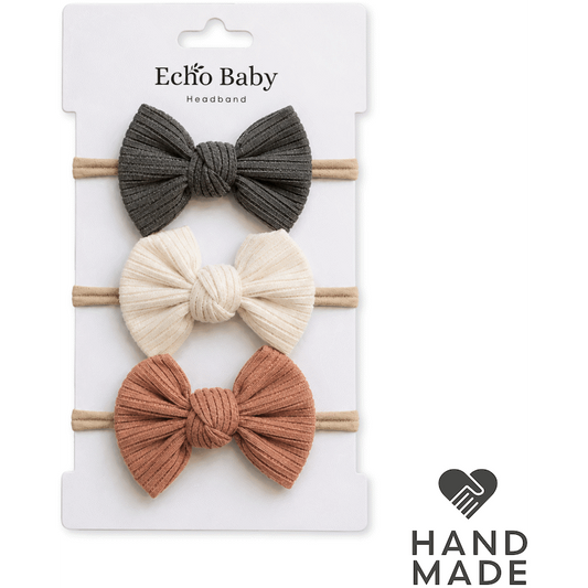 Echo Baby Bow Headbands - Set of 3 (Pebble, Amber, Stone)