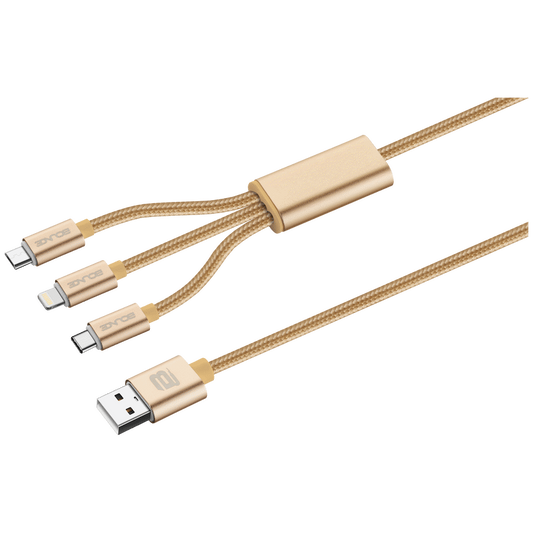 Bounce Cord Series 3-in-1 Charge Cable - Gold - Guards On Duty Shop & Security Guards