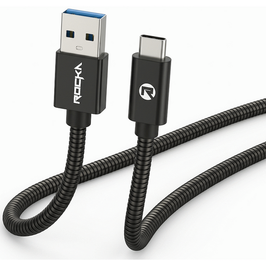 Rocka Blitz Series USB Type-C to USB 3.0 Cable 1.5m - Black Metal Flexi