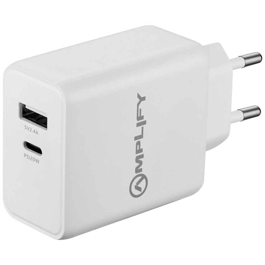 Amplify P.D. 20w Plus USB 12w Dual Wall Charger - White - Guards On Duty Shop & Security Guards