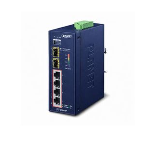 Planet IP30 Industrial 4-Port 10/100/1000T 802.3at PoE+ w/ 2-Port 100/1000X SFP (-40 to 75 Degree C)