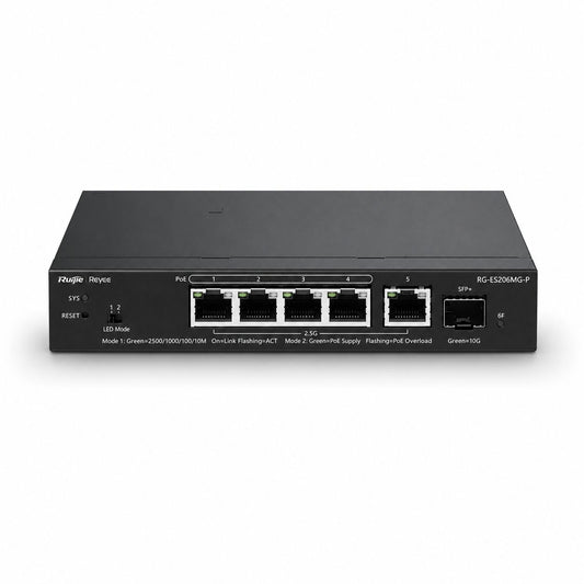 Ruijie 4-Port 2.5G Cloud Managed PoE Switch, 1 x 10G Uplink