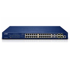 Planet 24-Port 10/100/1000T + 4-Port 100/1000X SFP Managed Gigabit Switch - Networking