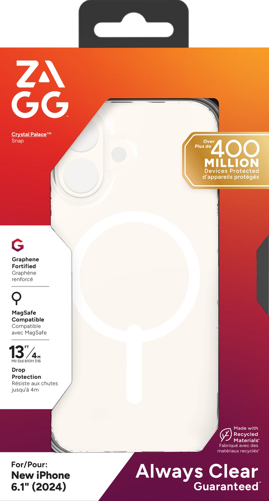 ZAGG Cases Crystal Palace Snap Apple iP16  Clear