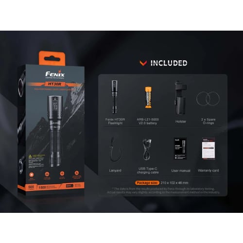 Fenix Flashlight HT30R White Laser 500 Lumens - Rechargeable