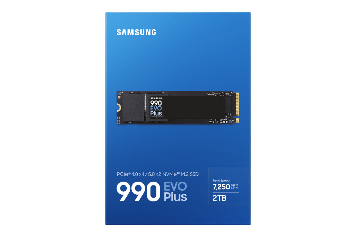 SAMSUNG MZ-V9S2T0BW 990 EVO Plus 2TB NVMe SSD - Read Speed up to 7250 MB/s; Write Speed to up 6300 MB/s; Random Read up to 1 000