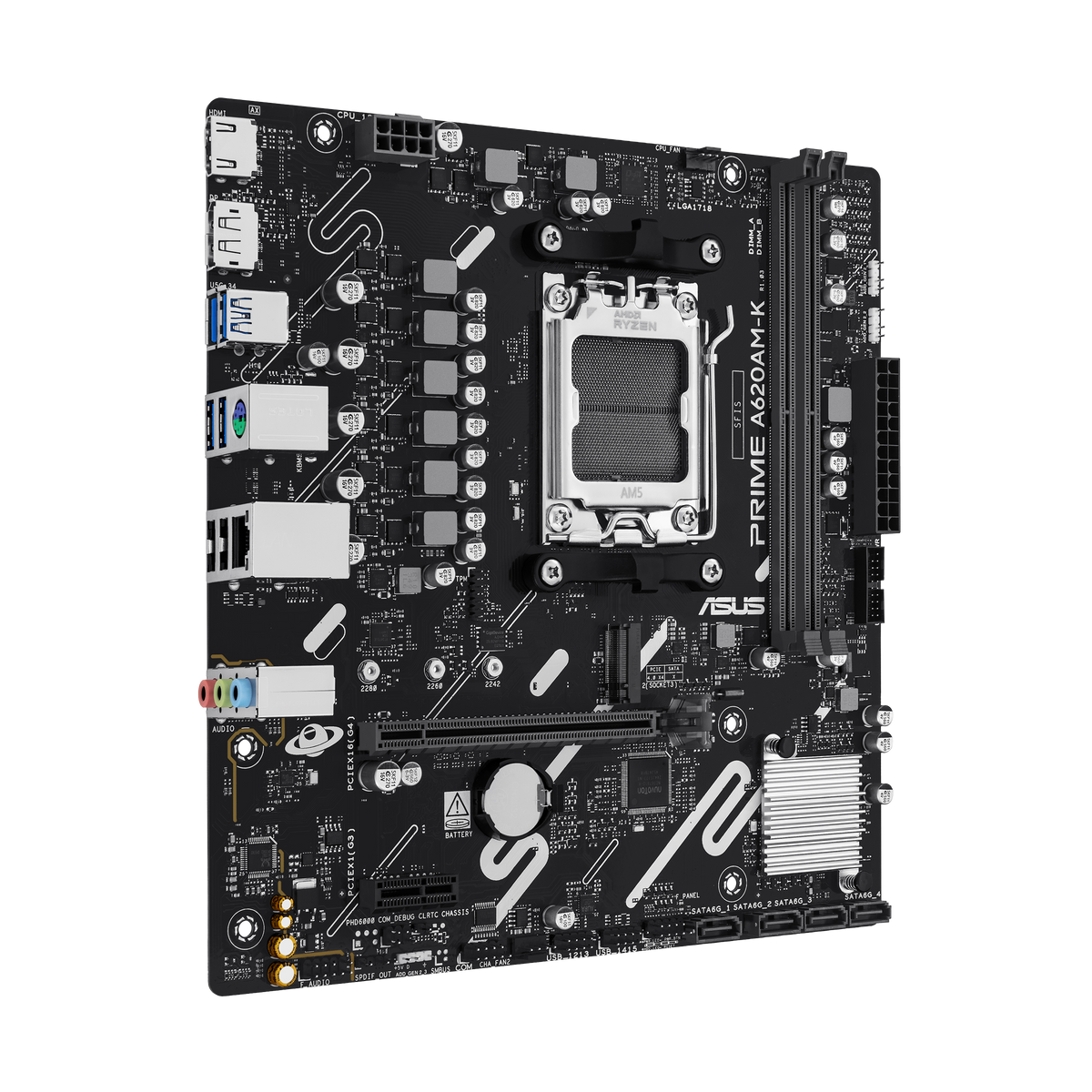 ASUS Motherboard/mATX/AM5/DDR5/2xDIMM/Max.128GB/1xPCIe4x16/1xPCIe3x1/ 1xM.2/4xSATA/1xDP/1xHDMI.