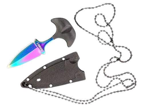 FAS7-10 SMALL PUSH DAGGER NECK KNIFE RAINBOW