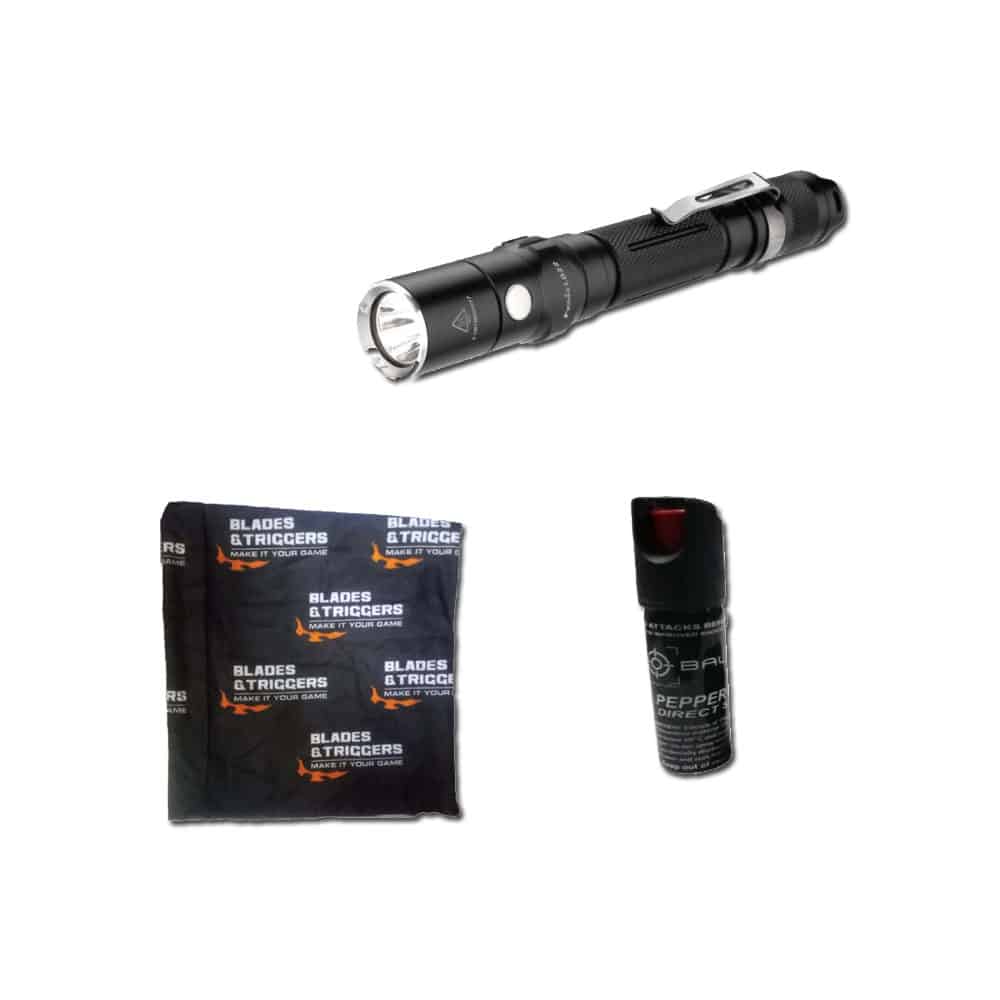 Fenix LD22 LED Flashlight Black with Pepper Spray Combo