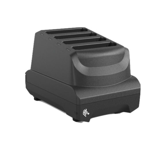 Zebra TC53/TC58/TC73/TC78 4-slot battery charger kit; charges four spare batteries. Includes power supply. Country specific AC L