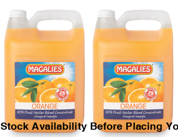 2 x MAGALIES 5 liter Orange 50% (Sold 2x 5L Per Case) Magalies Nectar Juice