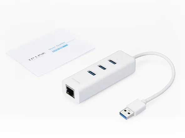TP-Link USB 3.0 Type-A to Gigabit Ethernet Network Adapter with 3-Port USB 3.0 Type-A Hub | UE330