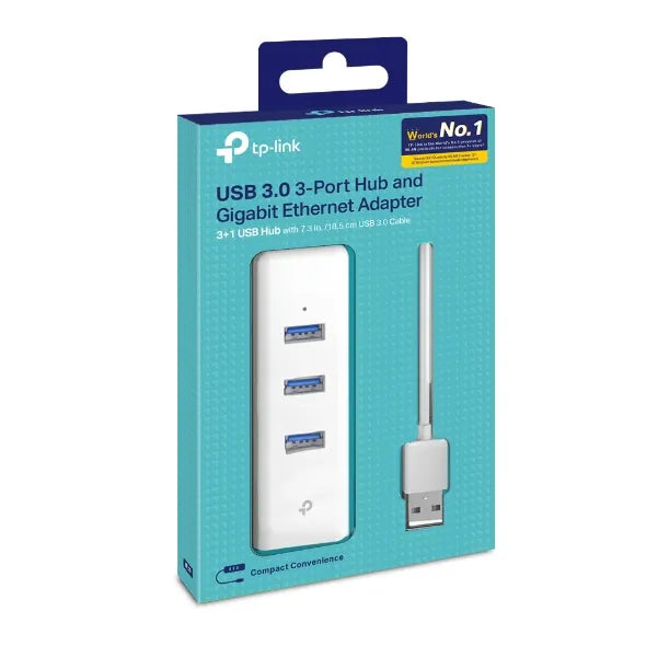 TP-Link USB 3.0 Type-A to Gigabit Ethernet Network Adapter with 3-Port USB 3.0 Type-A Hub | UE330