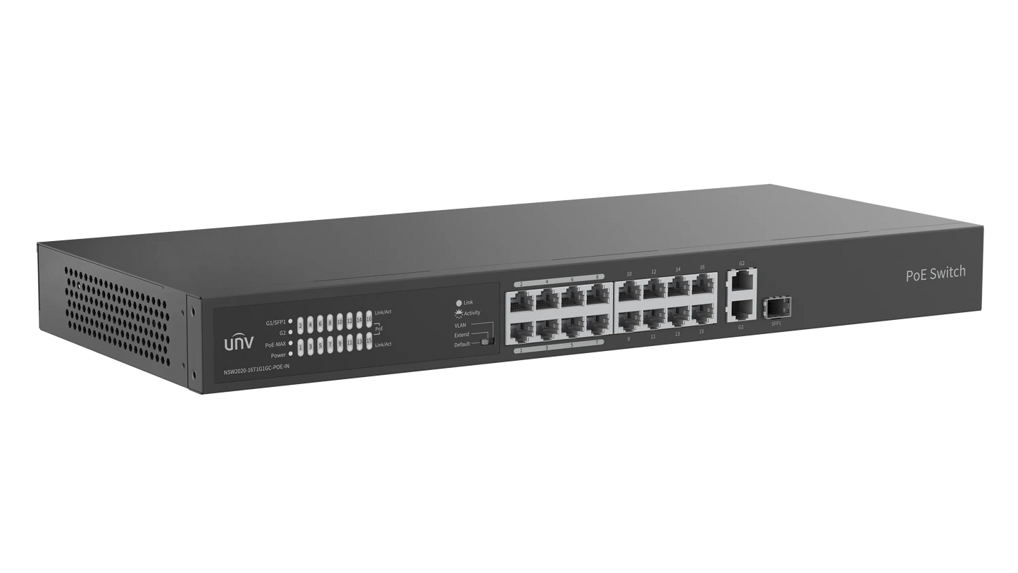 UNV - 16x Fast Ethernet PoE Ethernet Port Switch, 2x Gigabit port, 1x SFP port