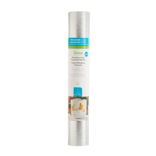 2005227 - Cricut Premium Vinyl Permanent 30.5x122cm (Textured Metallic Vinyl Silver)