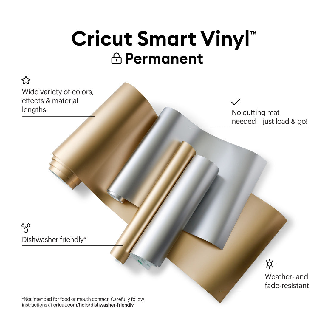 2008659 - Cricut Smart Vinyl Permanent 33x366Cm 1 Sheet (Matt Silver)