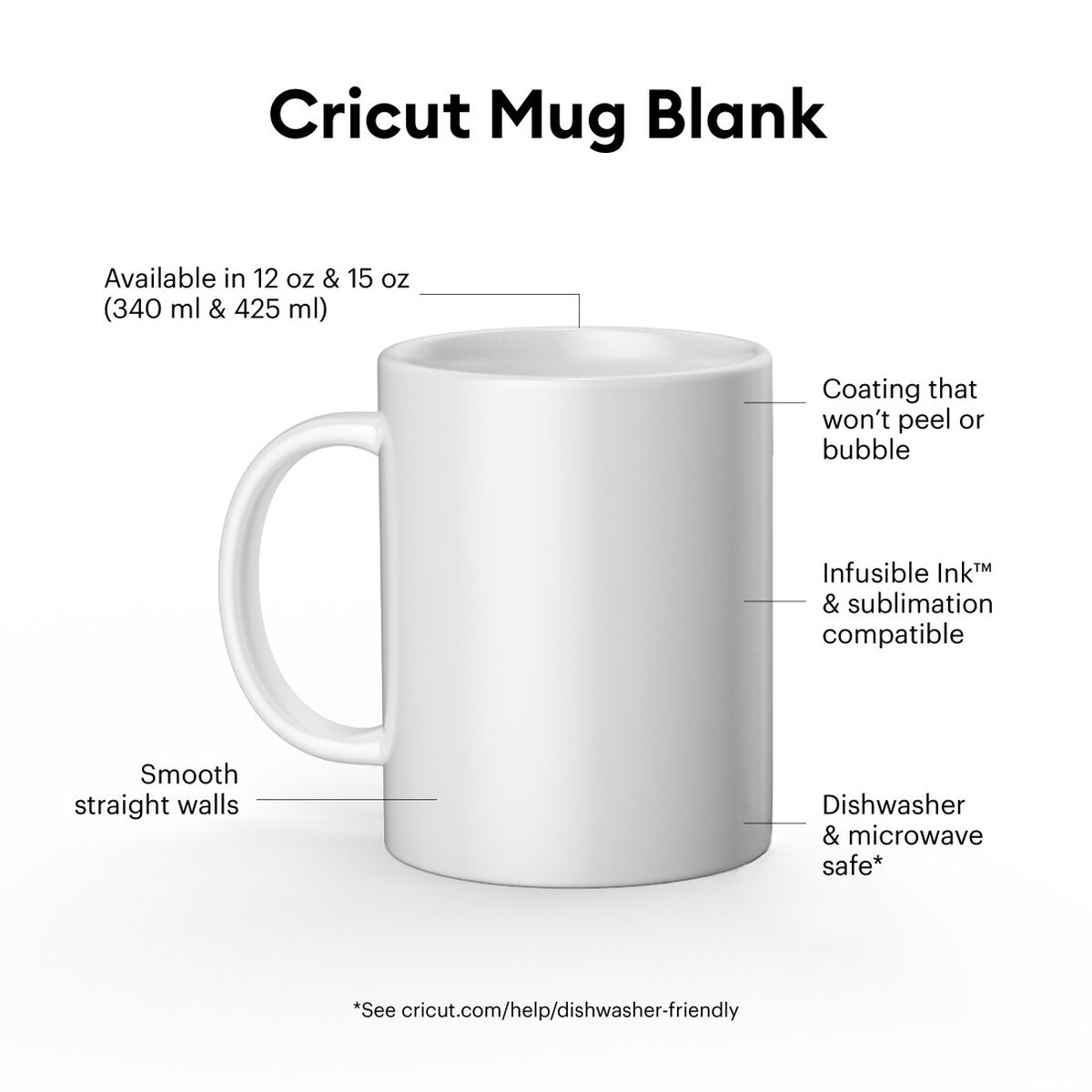 2008945 - Cricut 440ml Ceramic Mug Blank BULK 36pc White