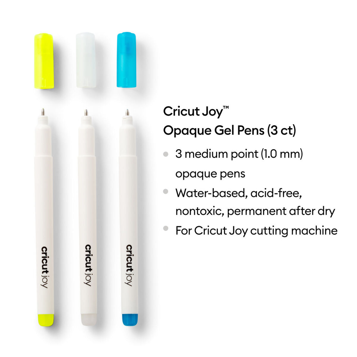 2009381 - Cricut Joy Opaque Gel Pens white 3 Opaque Gel Pens (1.0 mm) in Yellow; White; Blue
