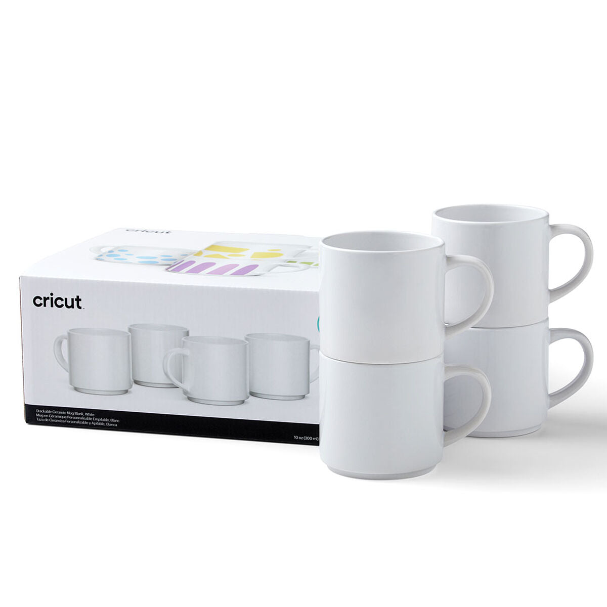 2009392 - Cricut 295ml Stack Ceramic Mugs Blank White 4pc