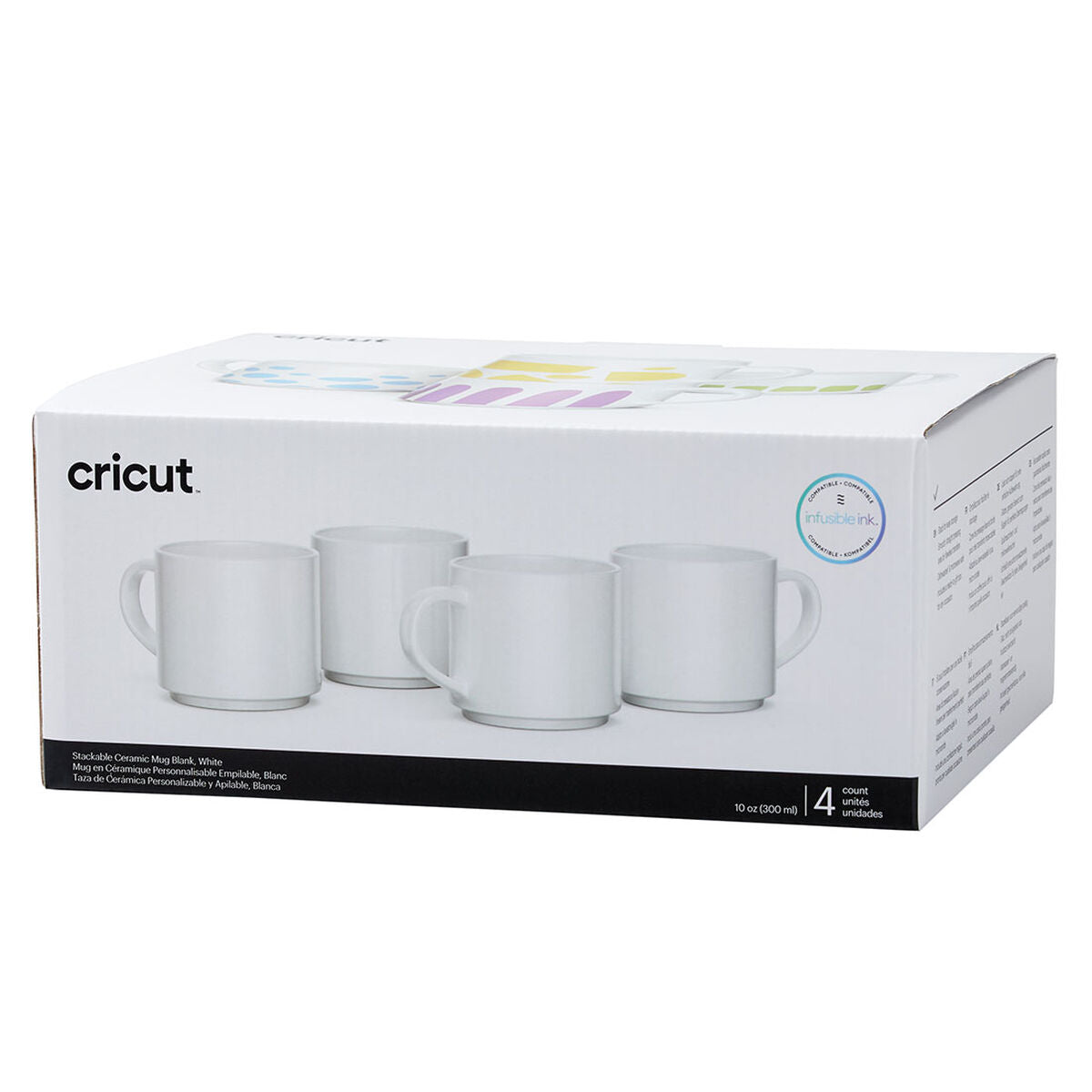 2009392 - Cricut 295ml Stack Ceramic Mugs Blank White 4pc