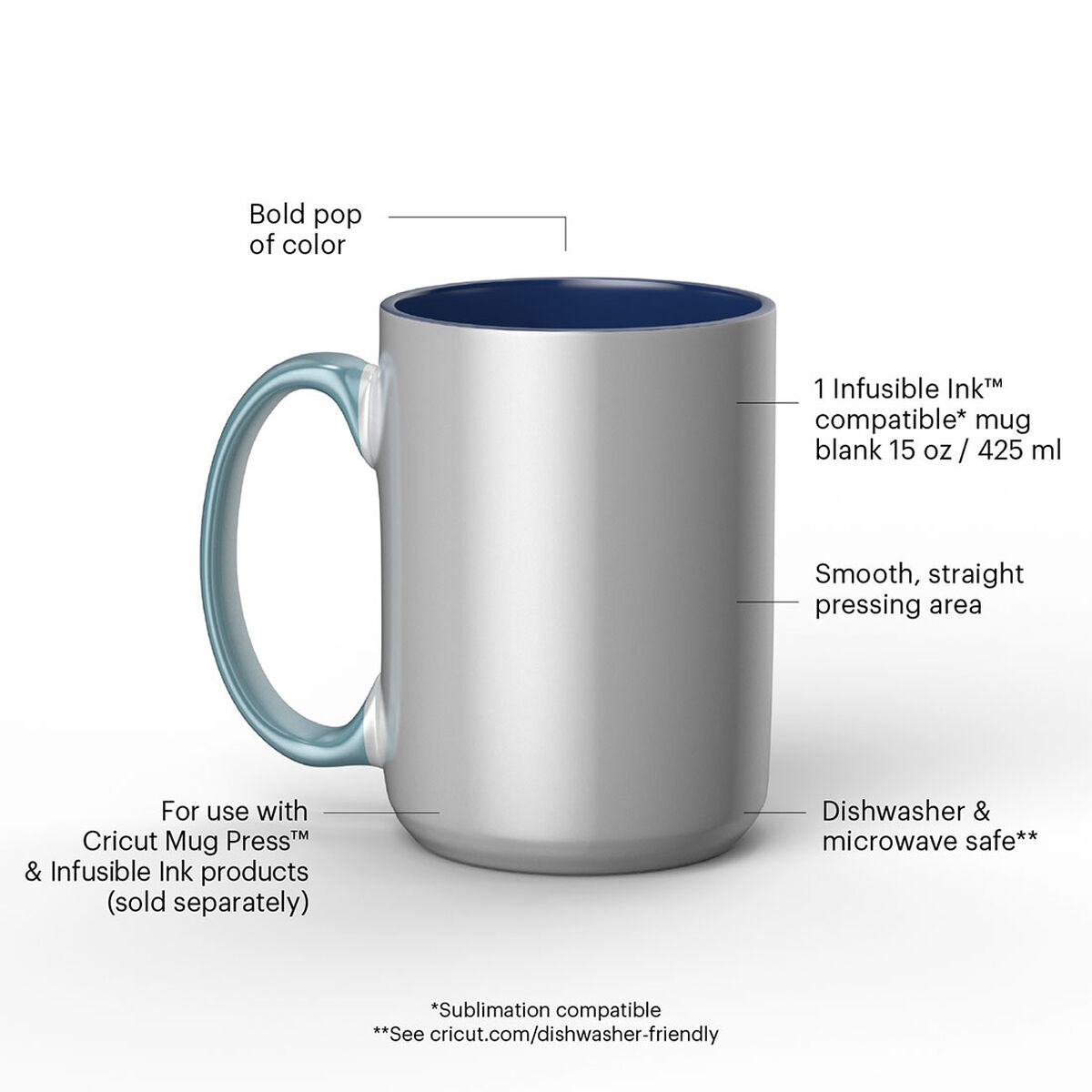2009394 - Cricut Beveled Ceramic Mug Blank 1pc 425 ml Ocean