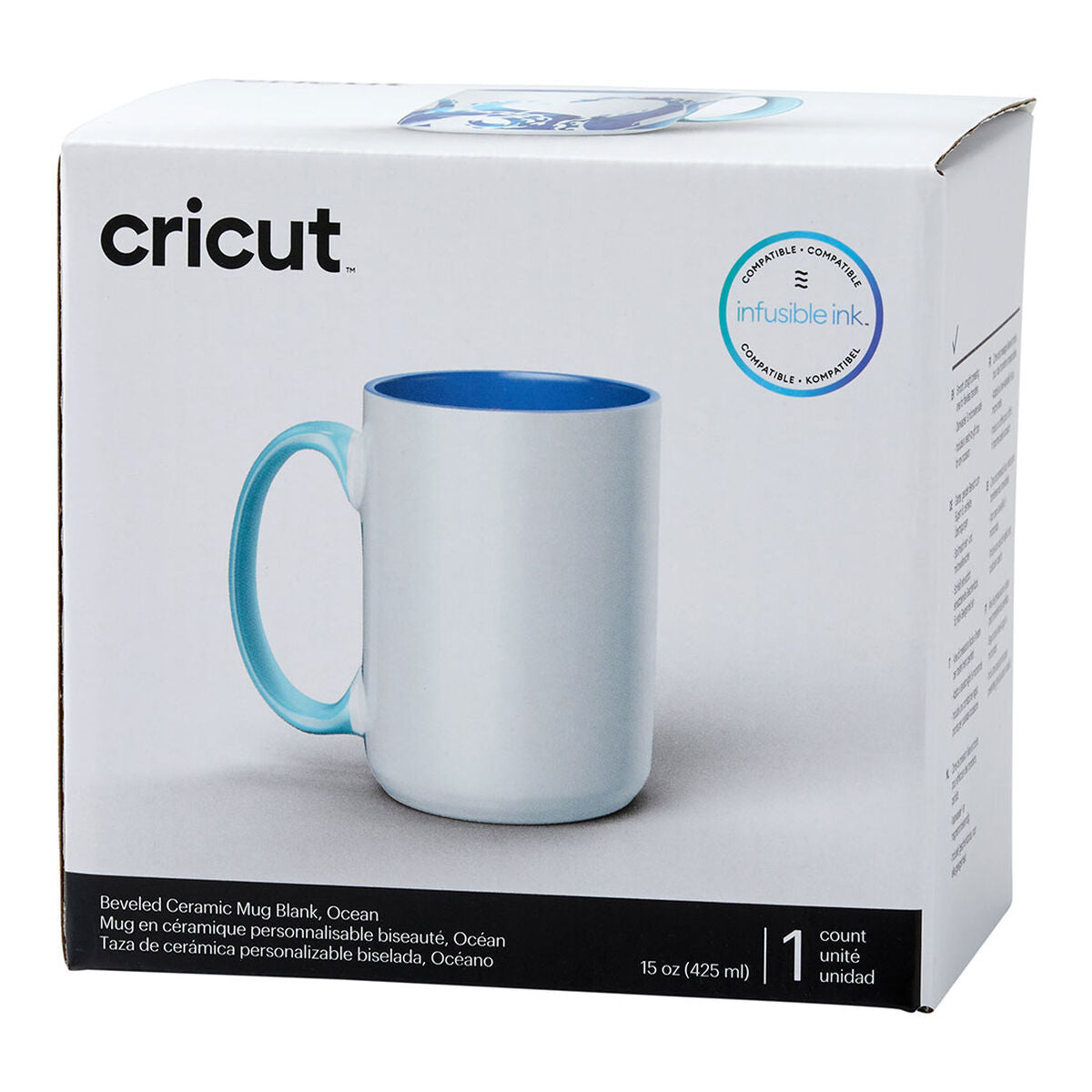 2009394 - Cricut Beveled Ceramic Mug Blank 1pc 425 ml Ocean