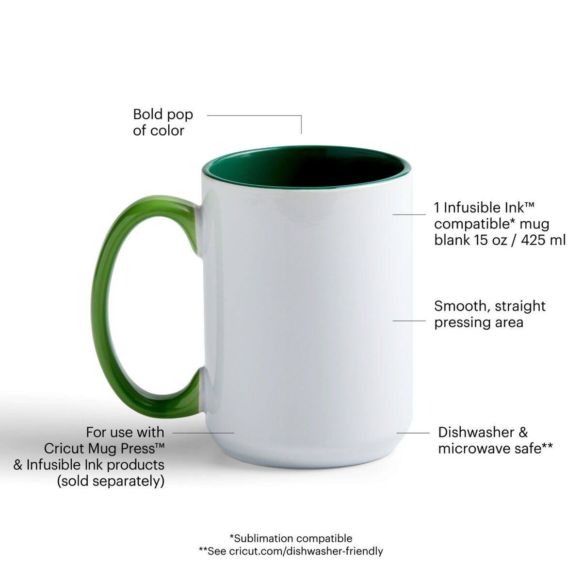 2009395 - Cricut Beveled Ceramic Mug Blank Forest 1pc 425 ml
