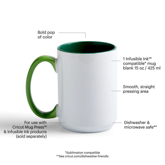 2009395 - Cricut Beveled Ceramic Mug Blank Forest 1pc 425 ml