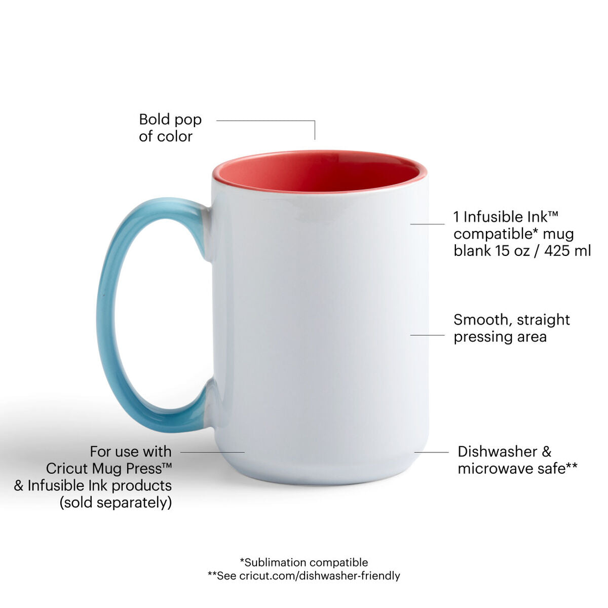 2009398 - Cricut Beveled Ceramic Mug Blank Reef 1pc 425 ml