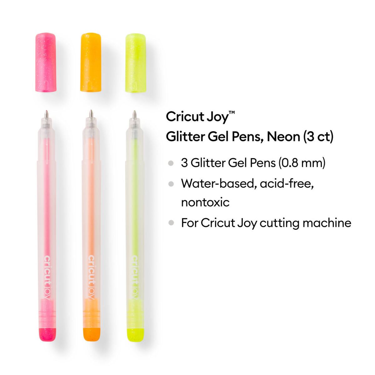 2009963 - Cricut 3 Glitter Gel Pens (0.8 mm) in Neon Pink; Neon Orange; Neon Yellow