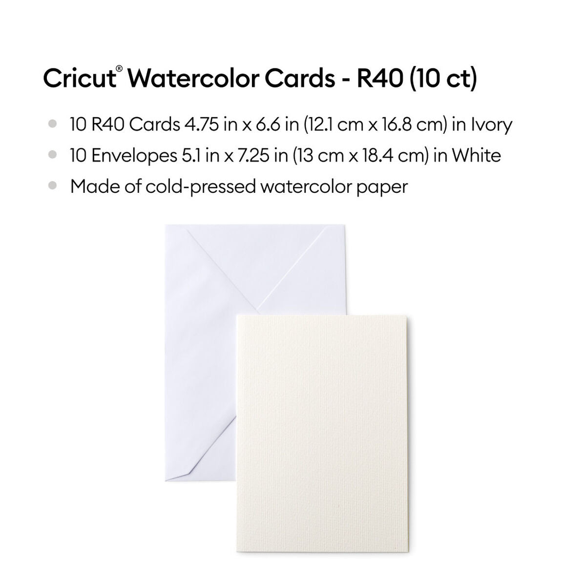 2009985 - Cricut Watercolor Cards White 10pk R40 Cards in Ivory 12.1x16.8cm