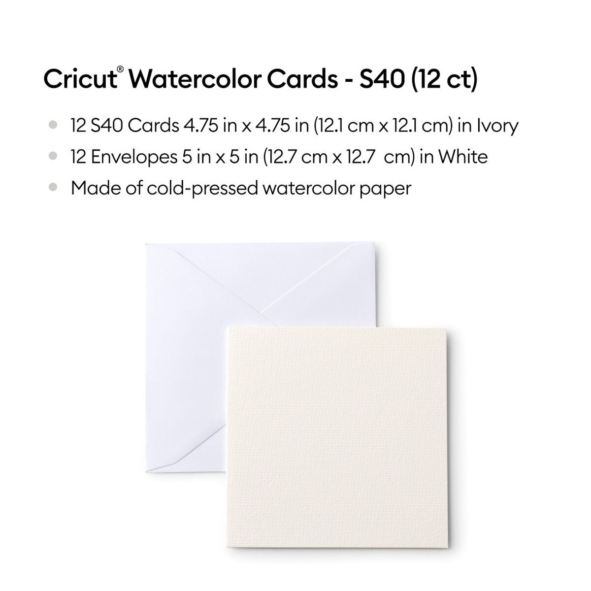 2009986 - Cricut Watercolor Cards White 12pk S40 Cards in Ivory 12.1x12.1cm